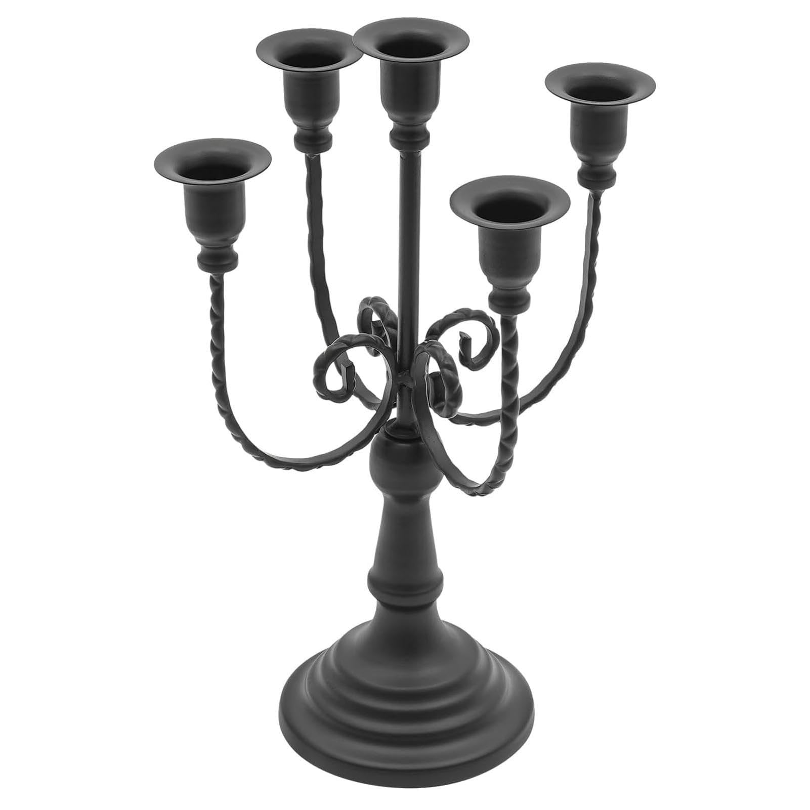 Set Di 6 Portacandele A 5 Bracci, Eleganti Candelabri Retrò In Metallo Dorato, Ideali Per Decorazioni Di Tavoli Per Matrimoni, Feste E Vacanze, Altezza 30 Cm(Black)
