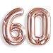 40 Inch Jumbo Rose Gold Foil Mylar Number Balloon for Women 60th Birthday Party Decoration 60 Years Old Anniversary Party Supplies
