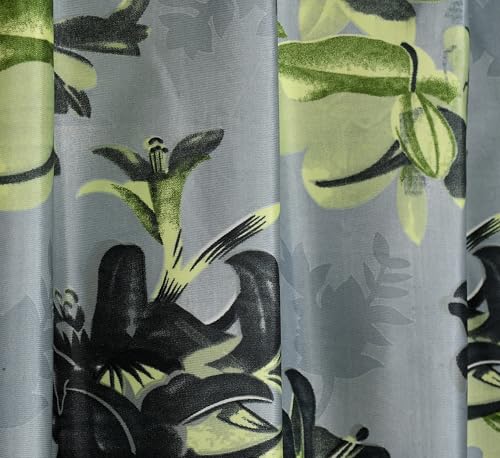 Image of Digital Printed Big Flower Eyelet Polyester Curtains - Grey, 9 Feet, Pack of 1