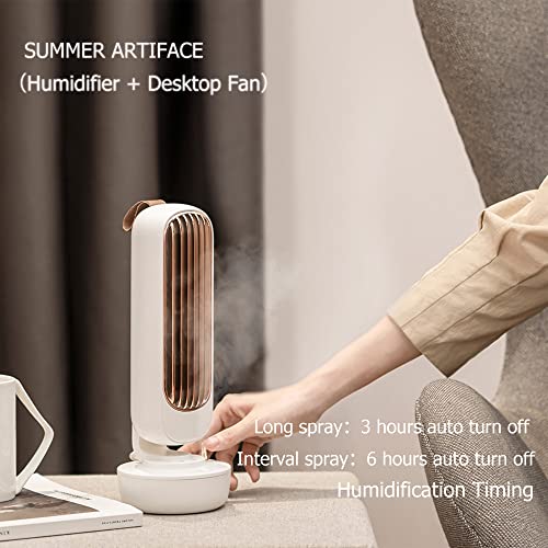Tayning Portable Tower Fan Usb, Desk Cooling Fan Misting Humidification, Table Personal Fan With 60 Wind Guide Blades, 3 Speed And Timing, Mini Misting Tower Fan For Home, Office And Room(White) #TOP1