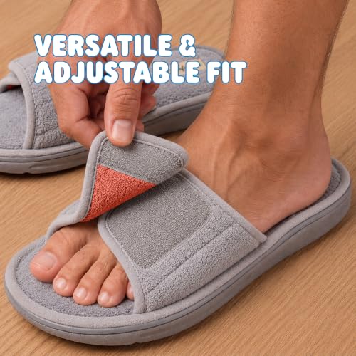 Image of Dearfoams Men's Adjustable Indoor /Outdoor Memory Foam Machine Washable Summer Slide Slipper