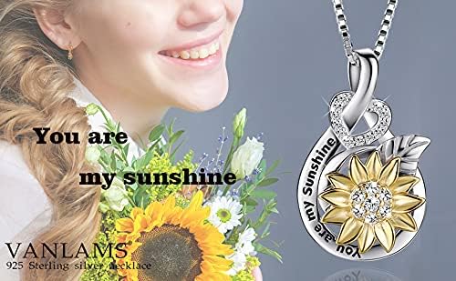 VANLAMS Sunflower Necklace for Women, Love Heart Pendant Necklace You Are My Sunshine Jewelry, Mothers Day Gifts Necklaces Gifts for Mom Wife Girlfriends Daughter - Image 5