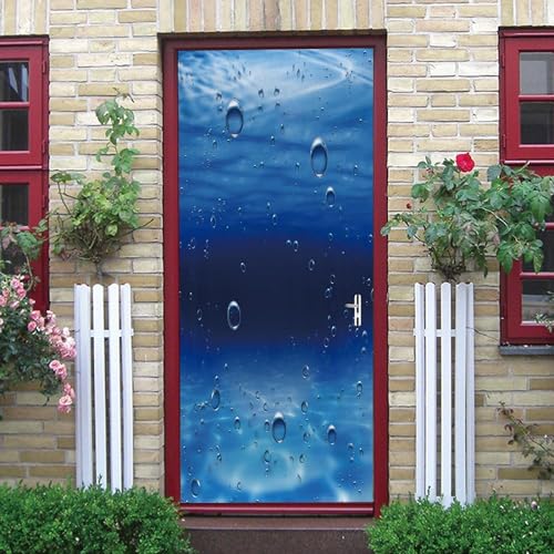 Fondo De Pantalla De Puerta 3D Burbujas Del Océano Azul Adhesivo Autoadhesivo Para Puerta, Póster, Arte Mural, Adhesivo Para Pared, Foto 95 X 210 Cm Para Sala De Estar, Dormitorio, Baño, C -9D4I0Q5Y5R