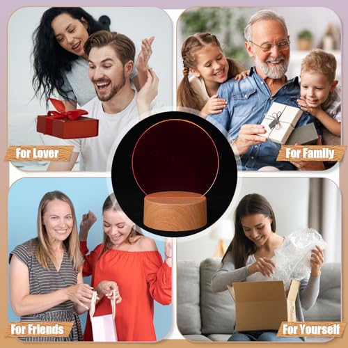 Image of Baquler 4 Set 3D LED Night Light Lamp Base Gift DIY 3D Clear Acrylic Blank Engrave Sheets with Remote Control USB Cable 16 Color 4 Mode for Room Cafe Bar Birthday Decoration(Round)