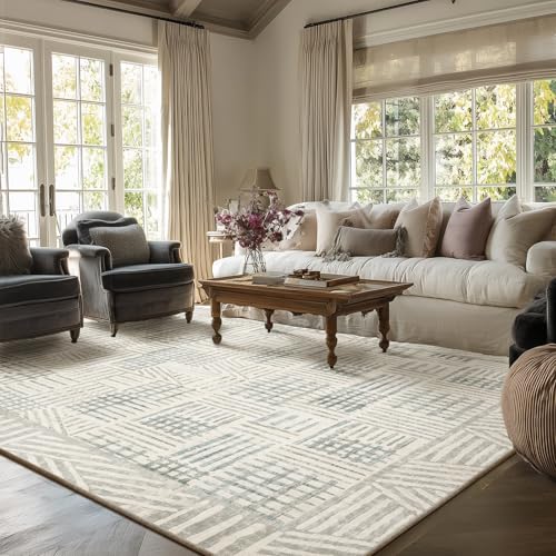 8x10 Gray Blue Brushstroke Rug