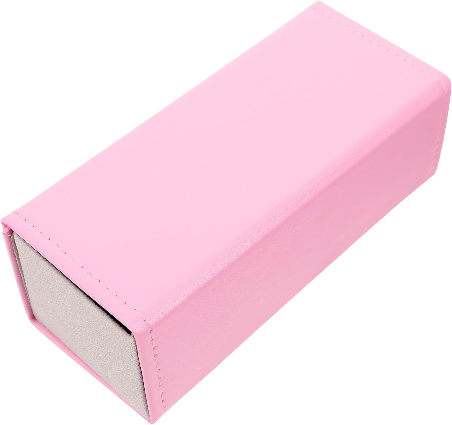 NOLITOY Portable Folding Eyeglass Box with Pu Leather Exterior and Plush Interior, Pink Spectacle Storage Case for Students and Travel