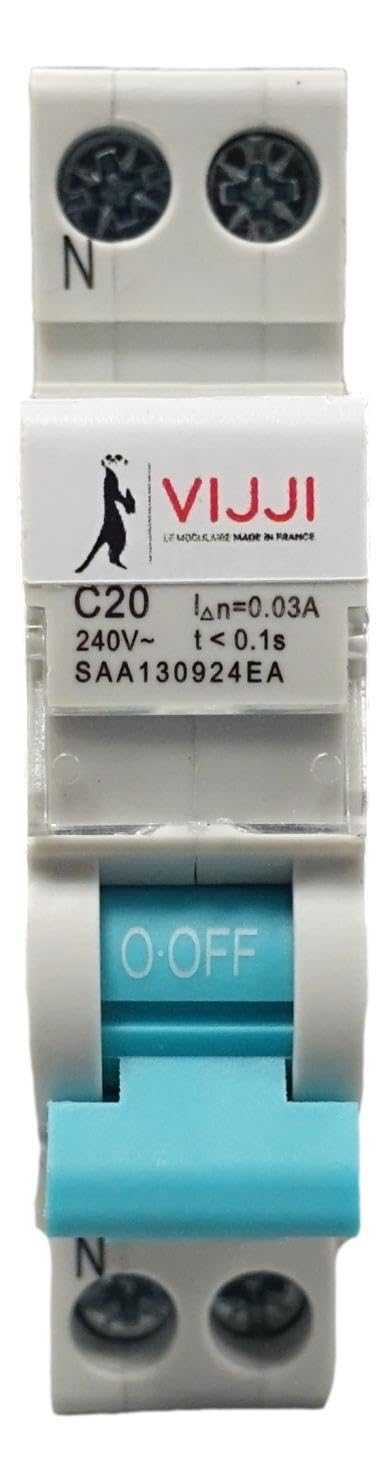 Carré Rouge - Disjoncteur Différentiel Vijji 2P 20A 30mA de Type A Spécial Chargeur Mobile pour Prises Renforcées, Courbe C, IP20 - Fabrication Française