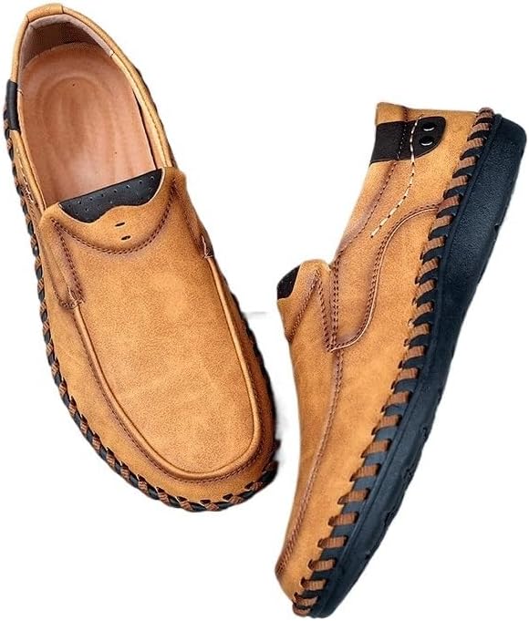 Men's Fashionable British Dress Leather Shoes Versatile Comfortable Slip-on Oxford Shoes for Travel Shopping Driving Men Low-top Casual Shoes