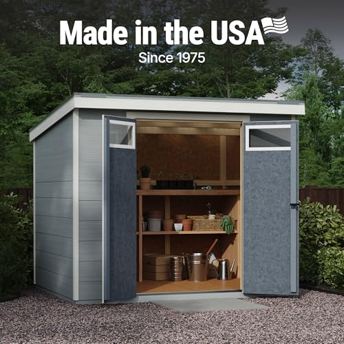 Handy Home Products Highland 8x6 Modern Wooden Storage Shed with Floor Kit and Palram roof- Does not Include Paint - Image 3