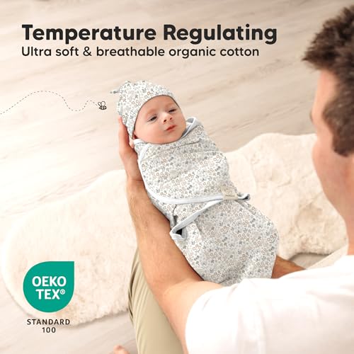 Image of 3pk Organic Swaddles for Newborns Girls, Boys & Hats (Prairie, 0-3M) | Soft Cotton Baby Sleep Sacks 0-3 Months, Breathable Baby Hats and Swaddles 0-3 Months, Newborn Essentials Must Haves
