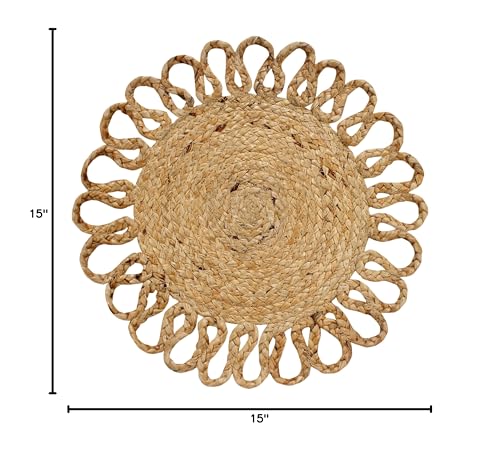 MORE Jute Hand Braided Placemats Set of 6 | 15 Inches Round Tablemats for Kitchen, Dining Table Top Rug Mats & Dinner Table Placemat Pads Mates | Rustic Natural Fiber Vintage Rugs Mat, Natural Beige - View 1