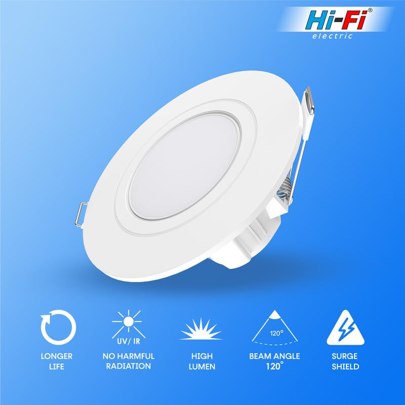 Image of elleys' ZIRA 3W LED Down Light (Cool White Light) Round Recessed Ceiling LED Light | Cut Out- 45 mm | BIS Certified & 4KV Surge Protection pop Lights for Ceiling (3W, Pack of 8)