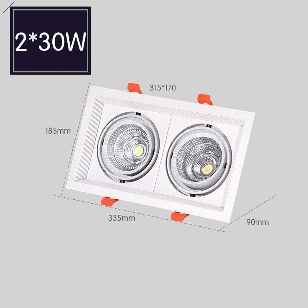 Hertl Foco de techo COB de aluminio blanco, panel de rejilla comercial moderno, luces de techo, luz LED empotrada cuadrada, reflector de moda, escaparate de ropa integrado integrado, lámpara de decora