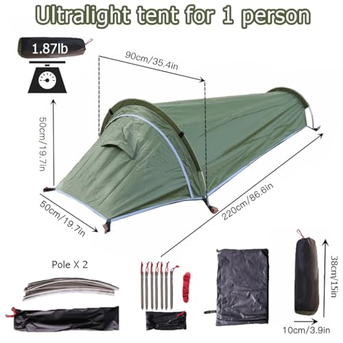 Carpa para 1 persona ultraliviana impermeable para camping miniatura 3