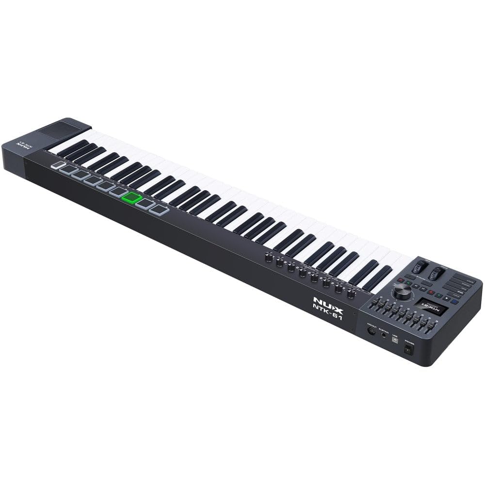NU-X NTK-61 MIDI-Control-Tastatur mit 61 Tasten, 5 Oktaven, multifunktionaler MIDI-Controller, Cubase LE im Lieferumfang enthalten, halbgewichtete Tasten, Pitch- und Modulationsräder