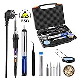 🔨 Accesorios Completos : 5 puntas 900 M intercambiables con los que se pueden satisfacer distintas necesidades; Con la alambre de cobre y la esponja (soporte) de limpieza puede prolongar la vida de servicio; Soldadura de estaño de 15 g; Caja de almacenamiento, ideal para guardar y proteger contra choques