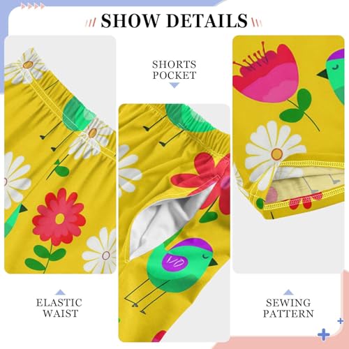 J JOYSAY Bird Flower Blossom Yellow Pajamas Pants Soft Long Pajama Bottoms Lounge Sleep Pants Size S-XL4