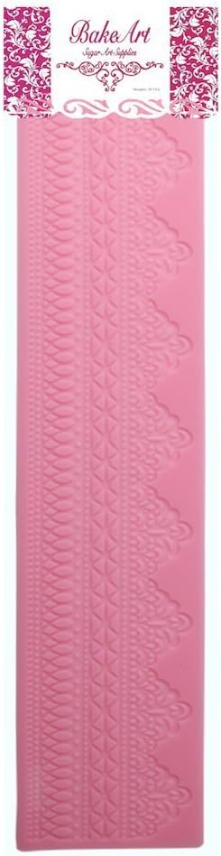 BakeArt Silicone Extra Long Wedding Cake Lace Mold/Mat for Icing Lace, Sugar Lace Decorating for Gum Paste, Fondant, Sugar Art Baking Mould - Geometric Pattern