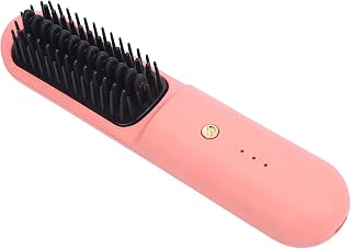 Curling and Straightening Hair Straightener Brush, Portable Straightening Comb, USB Rechargeable Miniature for Home Travel, Fast Heating Styling Tool for All Hair Types
