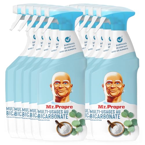Mr. Propre Spray Nettoyant Multi-Usages, Grand Format (800ml x10), Parfum Eucalyptus avec du Bicarbonate de Soude, Élimine Jusqu’à 99.99% De La Saleté Et...