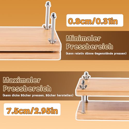 Wamkon Buchbinder Set, Buchbindeset, Buchpresse (30 x 19.2 cm), Buchbindewerkzeuge, Buchbindematerialien mit Holzbindepresse, Falzbein, Buchdeckel, Buchbindepresse, Ahle, Buchbindeband