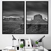2 Piece Framed Canvas Wall Art Monochromatic Mountains Canvas Prints Home Artwork Decoration for Living Room,Bedroom - 16