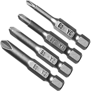 Fongmore 4 Pcs 1/4" Hex Shank Alloy Steel Tri-Wing Y Shape Magnatic Screwdriver Drill Bits Set Spanner Screwdriver Bits Y0...