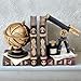 Bellaa 26355 Decorative Bookends Astronomy Vintage Retro Tellurion Galileo Sky Telescope Globe Armillary Sphere Non Skid Heavy-Duty Book Ends for Shelves & Desks
