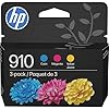 Cartuchos de tinta originales HP 910 cian, magenta y amarillo (paquete de 3) | Funciona con HP OfficeJet 8010, 8020 Series, HP OfficeJet Pro 8020, 8030 Series | Apto para tinta instantánea | 3YN97AN