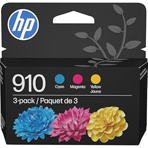 Cartuchos de tinta originales HP 910 cian, magenta y amarillo (paquete de 3) | Funciona con HP OfficeJet 8010, 8020 Series, HP OfficeJet Pro 8020, 8030 Series | Apto para tinta instantánea | 3YN97AN