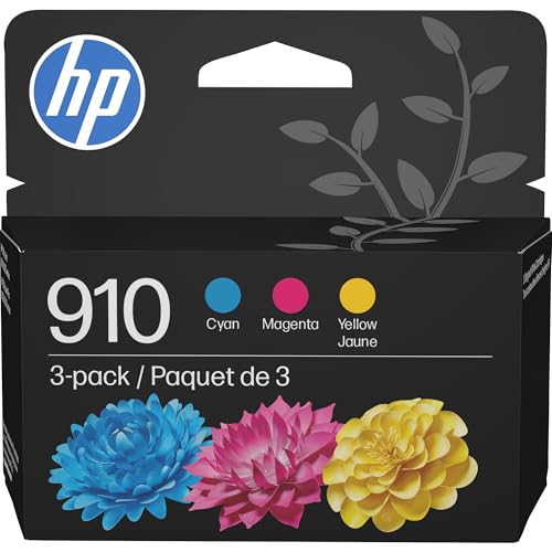 HP 910 Cyan, Magenta, Yellow Ink Cartridges (3-Pack) | Works with...