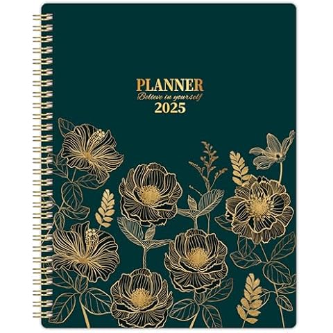 2025 Planner - 2025 Planner Weekly and Monthly from January 2025 to December 2025, 8" x 10", Weekly Planner 2025 with Flower Cover, Green Cover