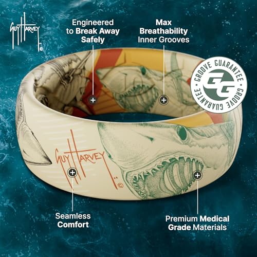 Groove Life Guy Harvey Silicone Ring – Breathable Rubber Wedding Band for Men & Women, Unique Fishing & Ocean Design, Comfortable, Durable, Flexible Fit for Work, Gym, Outdoors2