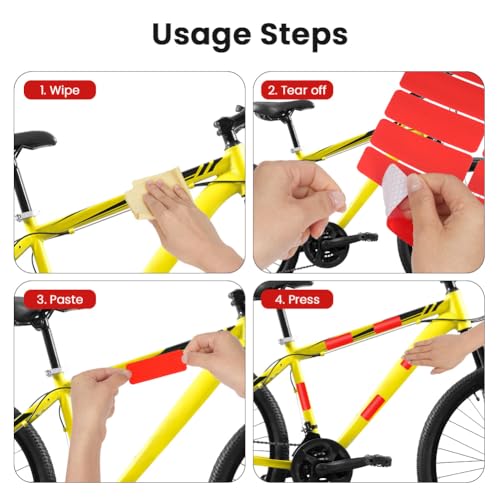 Adiwo 48 STK Warnung Reflektierende Aufkleber, 8 x 3 cm Selbstklebend Reflektor Aufkleber, für Fahrräder, Kinderwagen, Schulranzen, Rucksack, Roller, Helme(Silber,Gelb,Rot,Grün)