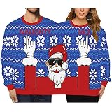 Raruxxin Two Person Ugly Christmas Sweater Men and Women 3D Printed Funny Novelty Crewneck Long Slee