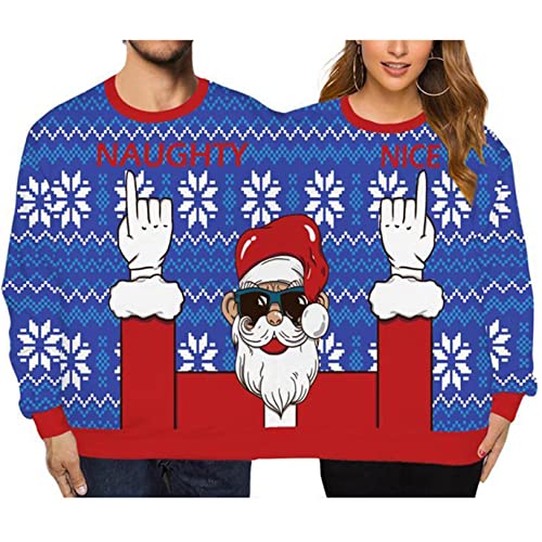 Raruxxin Two Person Ugly Christmas Sweater Men And Women 3D Printed Funny Novelty Crewneck Long Sleeve Casual Pullover Couple #TOP2