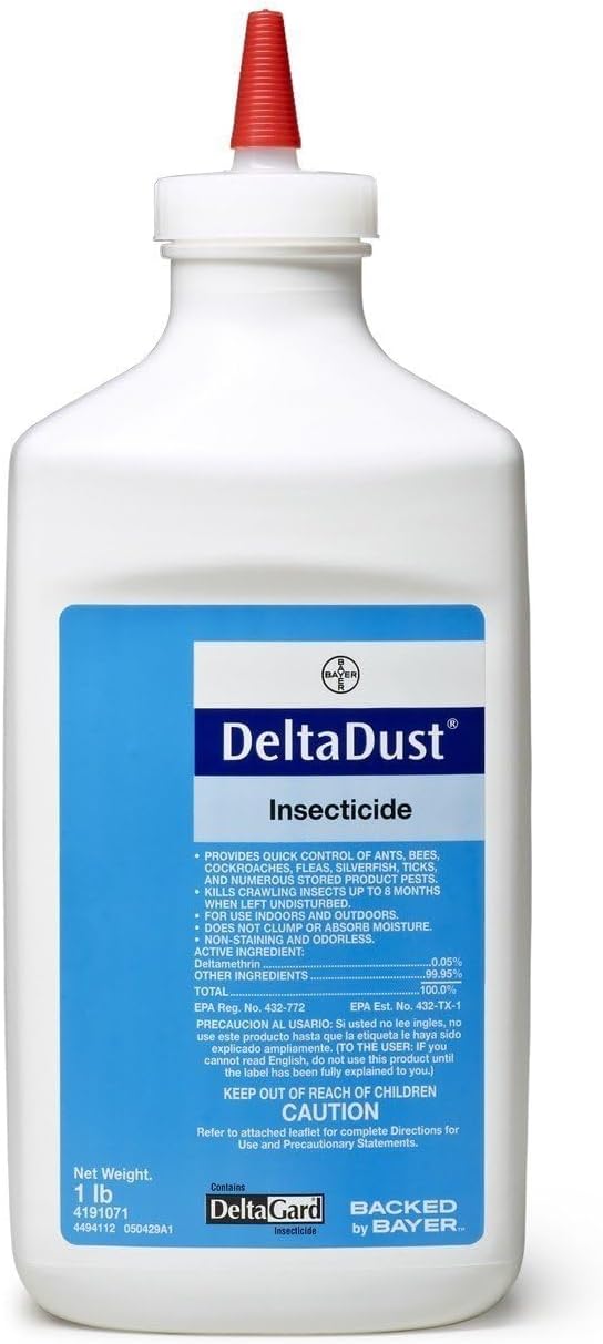 1 LB Delta Dust Pest Insecticide w/Puffer Bellow Hand Duster, Carpenter Bee, Bedbugs, Wasp Control and Many More.