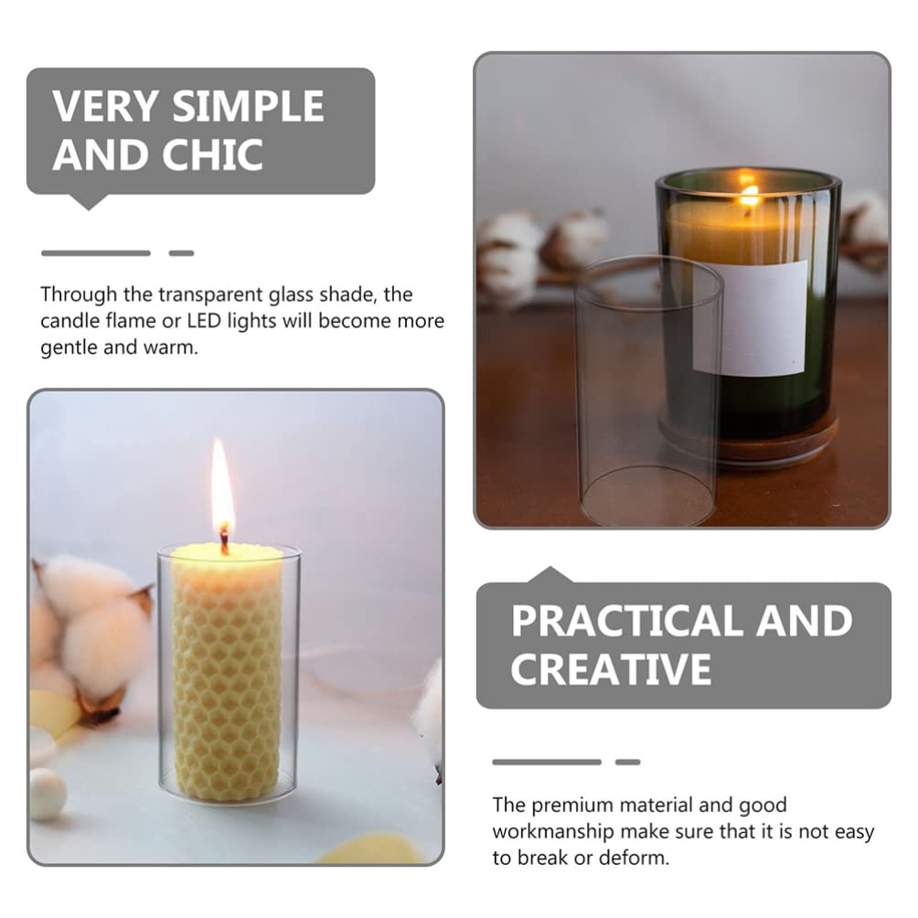 Garneck Portavelas de Vidrio de Borosilicato Transparente, Funda Cilíndrica para Velas, 2 Piezas, Diseño Elegante y Simple para Decoración en Bodas y Hogar