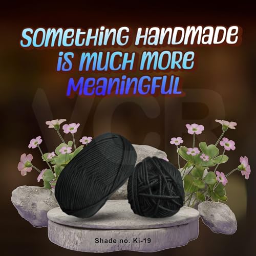 Image of VCR Black Yarn, 100 Grams Hank, 190 Meters Length, Acrylic Ball for Crochet and Knitting, Soft Crosia Threads, Pack of 1 Yarn, Suitable for DIY Crafts