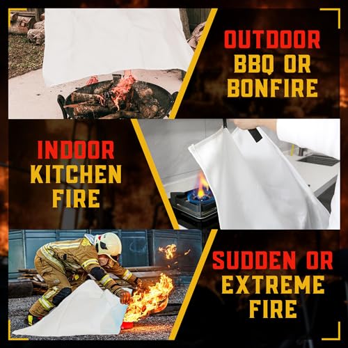 Mart Cobra Emergency Fire Blanket for Home and Kitchen – Easy to Carry 40” x 40” Fire Suppression Blanket Can Fit in Survival Kits & Camping Gears – Made with 100% Fiberglass Fabric – 2-Pack