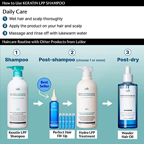 La'dor Keratin Lpp Repair Shampoo With Wheat Protein Silk Protein 17.9 Fl Oz - Nourishing Sub-Acid Shampoo Ph 6.0 Dry Damaged Colored Permed Hair Thinning Hair No Silicone No Harmful Ingredients Lador #TOP6