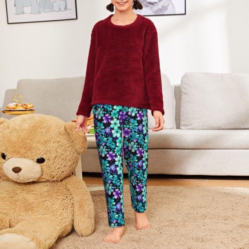 Pantalon de pyjama unisexe imprimé violet et bleu sarcelle doux - 2