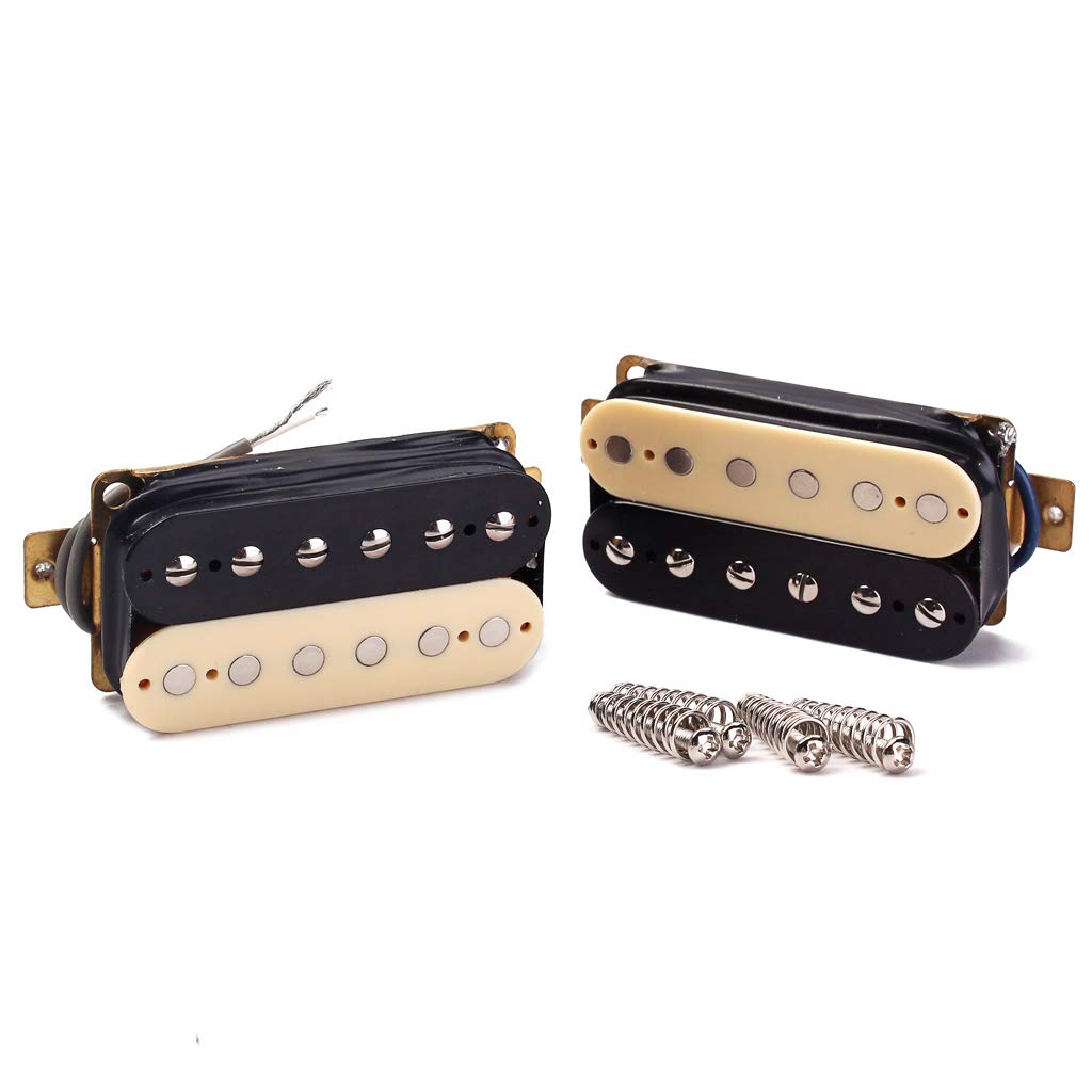 Alnicov Black & Cream Guitar Pickup Zebra Faced Humbucker Double Coil Electric Guitar Pickups 50/52 mm z ramką montażową Akcesoria gitarowe