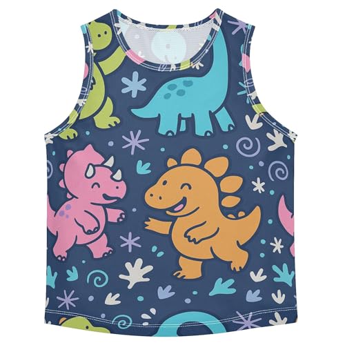 Cute Dinosaur Blue Boys Tank Tops Sleeveless Summer Vest Tee Football Sports Shirt for Running Golf Hiking 3T
