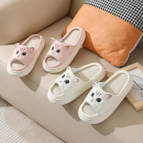 LAVAU Cute Cat Slippers for Women, Fuzzy Fluffy Faux Fur Animal House Slides for Indoor and Outdoor Shoes3