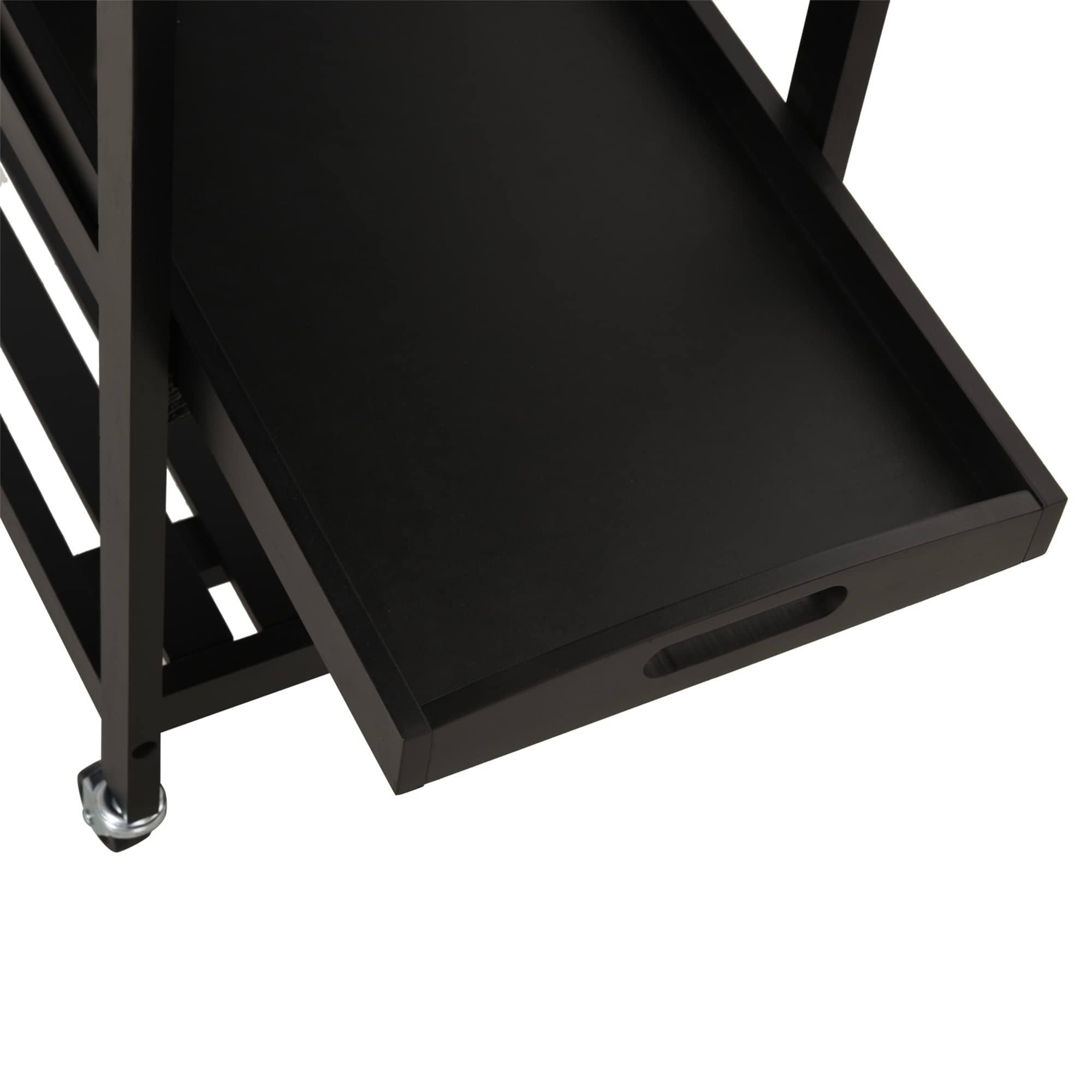 HOMCOM Carrello di servizio tavolo da 60 x 40 x 85 cm, colore: Nero | Tavolo Rotelle, Ripiano, Conservazione Bottiglia, Vassoio Acciaio Inox