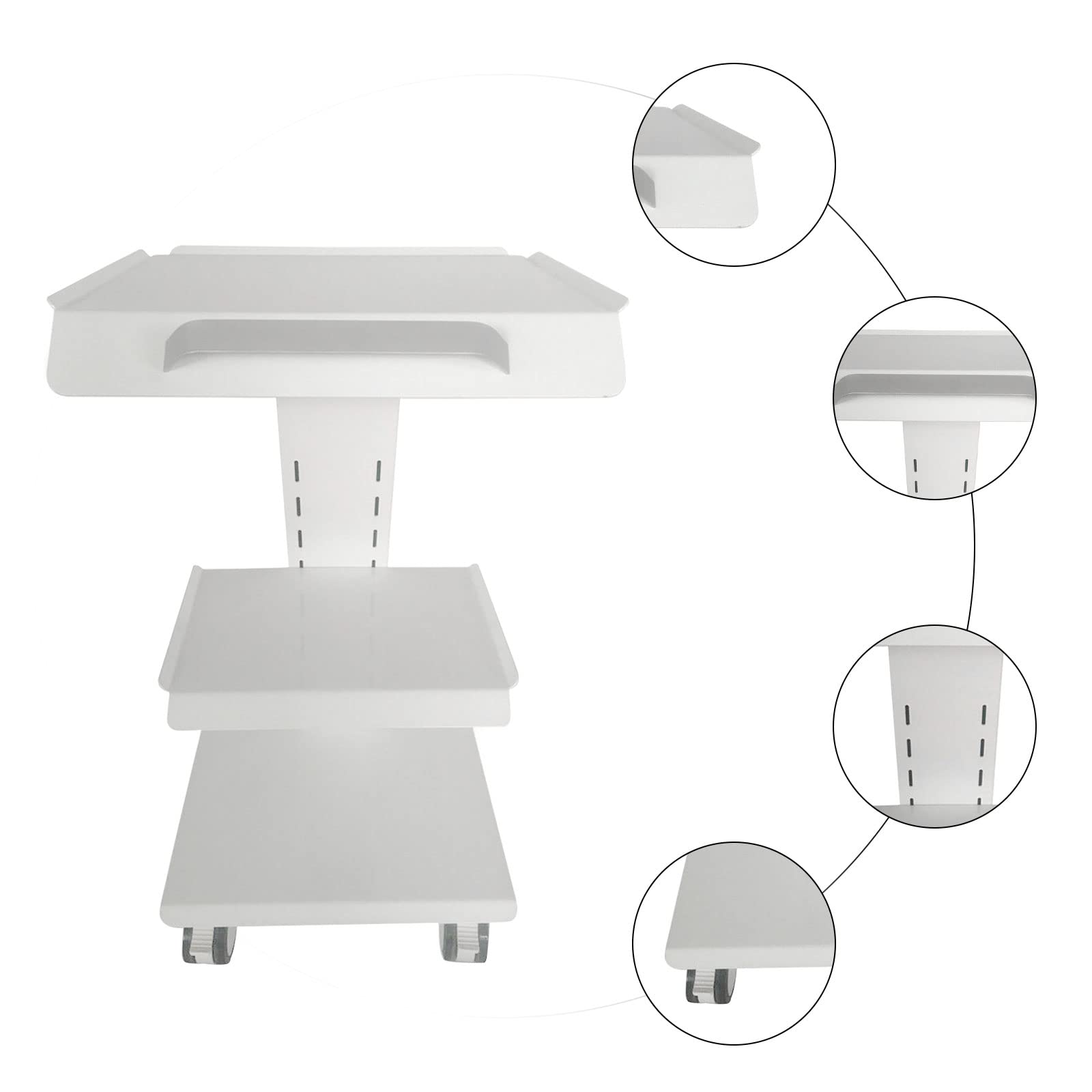 3 Schichten Weiß Gerätewagen Beistellwagen Zahnarzt Dental Trolley Cart Dental-Multifunktionswagen Aus Stahl