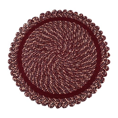 Image of Kuber Industries Door Mat | Round Shape Feather Cotton Reversible Mat | Door Mat for Home & Kitchen | 20 Inch | Large | Pack of 3 | Maroon