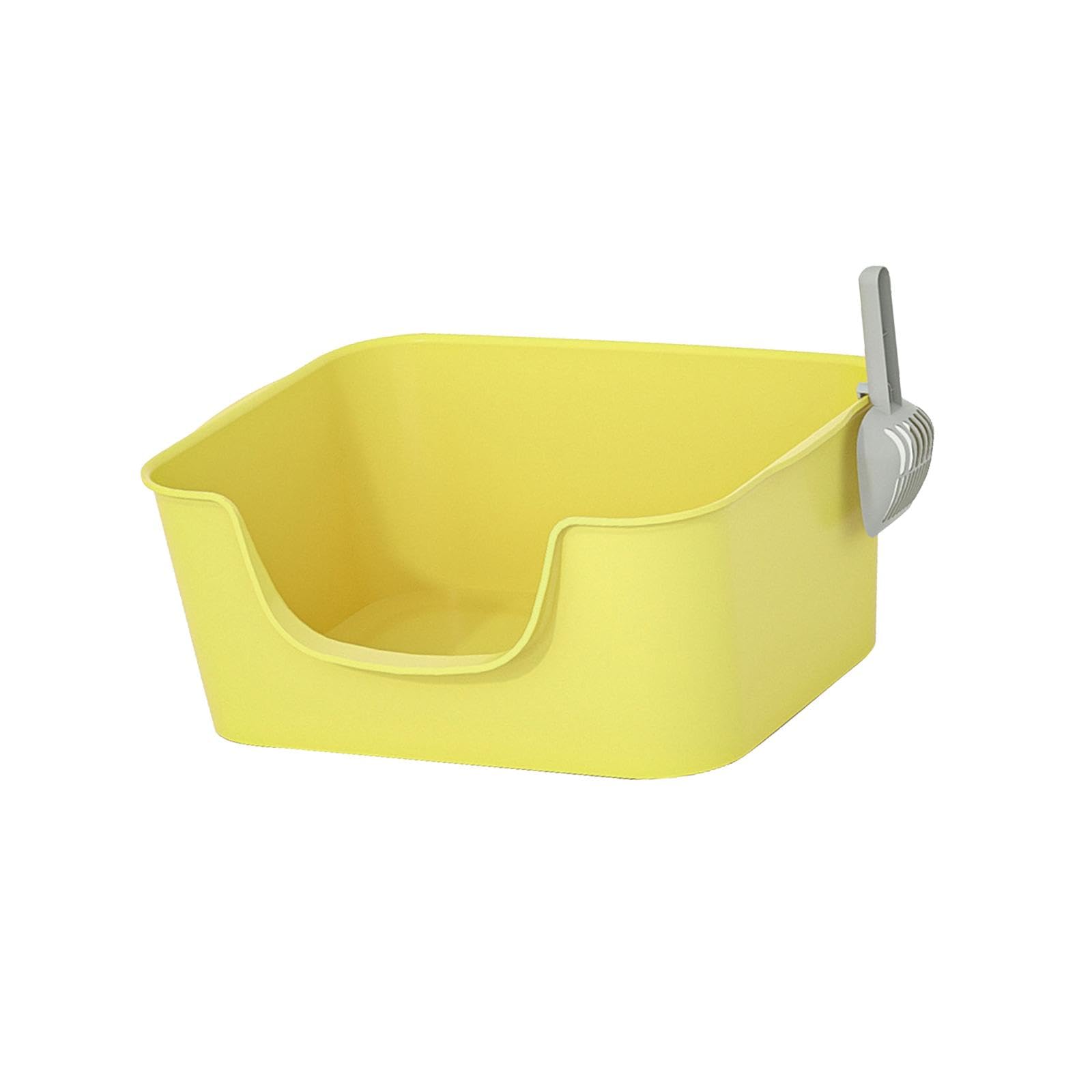Kuweta dla kota, Otwarta górna kuweta dla zwierząt kota artykuły kotów domowych solidna umywalka z wysokim bocznym nocnikiem kociąt(Yellow)