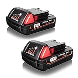 FLAGPOWER 2Pack 18V 2.0A Lithium-ion Cordless Tool 18V Replacement Battery for Milwaukee M18 XC 48-11-1811 48-11-1815 48-11-1820